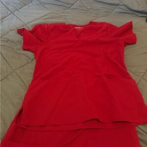 Vibrant Red Mandala Scrubs! Medium top! Small bottoms! Smoking free home